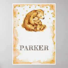 Gepersonaliseerde Beer waterverf Poster