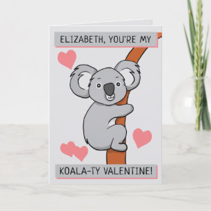 Gepersonaliseerde begroeting Cute Koala-ty Valenti Kaart