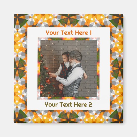 Gepersonaliseerde begroetingsfoto Oranje Vaderdag Magneet (Voorkant)