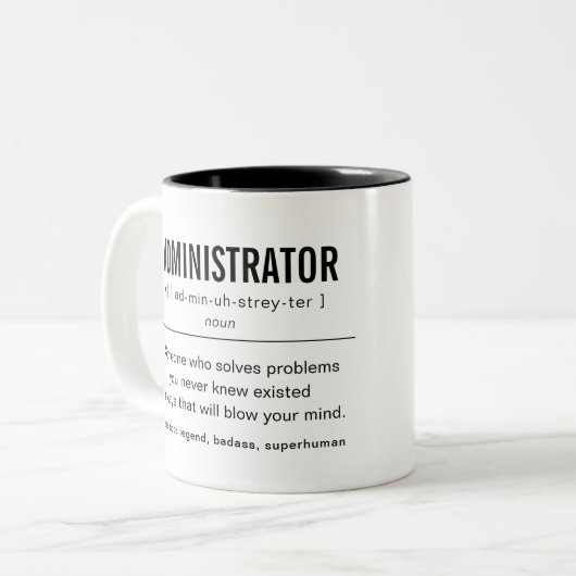 Gepersonaliseerde beheerder Grappig Tweekleurige Koffiemok (Voorkant links)