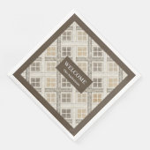 Gepersonaliseerde Beige & Brown servetten Chic geo (Hoek)