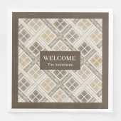 Gepersonaliseerde Beige & Brown servetten Chic geo (Voorkant)
