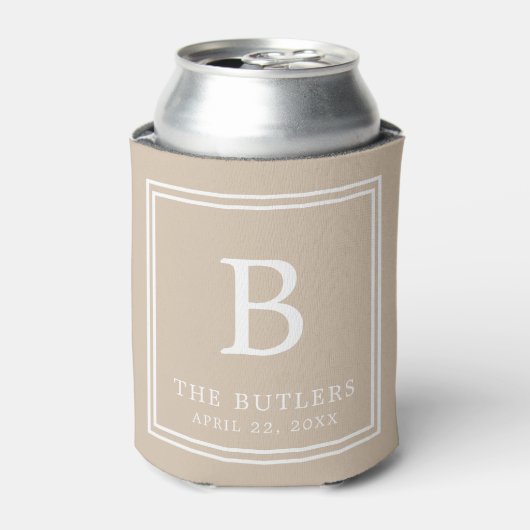 Gepersonaliseerde Beige bruiloft Koelbox Blikjeskoeler (Blikje Voorkant)