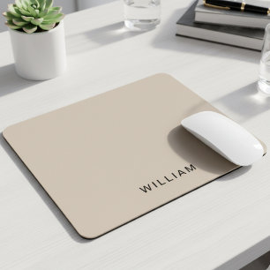 Gepersonaliseerde beige en monogram Elegant gebr Muismat