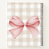 Gepersonaliseerde beige gingham & roze coquette bo notitieboek (Achterkant)
