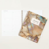 Gepersonaliseerde beige holografische alcohol inkt planner (Display)