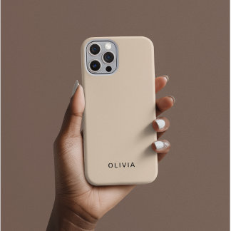 "Gepersonaliseerde Beige iPhone Hoes met Aangepast 16 Pro Hoesje