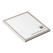 Gepersonaliseerde Beige Linen Gold Monogram Notitieblok (Schuin)
