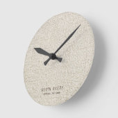 Gepersonaliseerde Beige Linen-textuur Ronde Klok (Hoek)