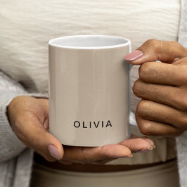 "Gepersonaliseerde Beige Monogram Custom Koffiemok