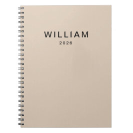 Gepersonaliseerde beige & monogram naam| Elegant g Notitieboek