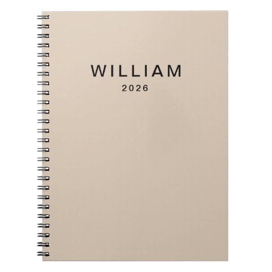 Gepersonaliseerde beige & monogram naam| Elegant g Notitieboek (Voorkant)