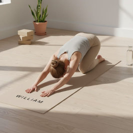 Gepersonaliseerde Beige & Monogram Naam Yoga Mat