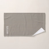 Gepersonaliseerde beige pinstripes bad handdoek (Handdoek)