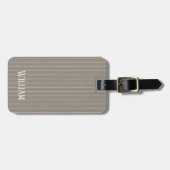 Gepersonaliseerde beige pinstripes bagagelabel (Voorkant horizontaal)