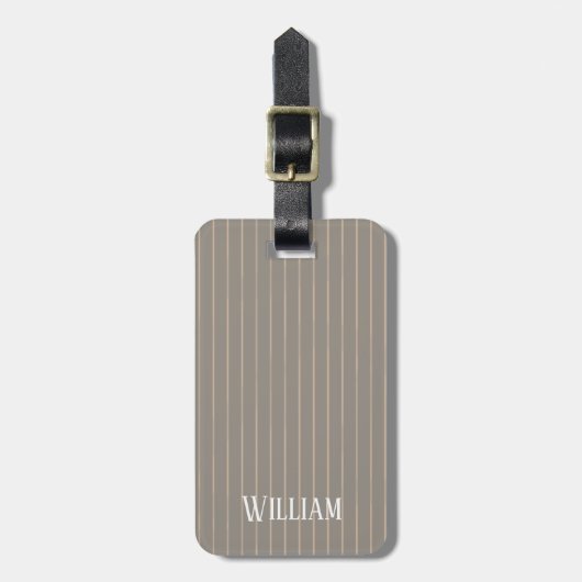 Gepersonaliseerde beige pinstripes bagagelabel (Voorkant verticaal)