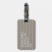 Gepersonaliseerde beige pinstripes bagagelabel (Achterkant verticaal)