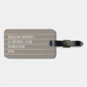 Gepersonaliseerde beige pinstripes bagagelabel (Achterkant horizontaal)