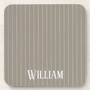 Gepersonaliseerde beige pinstripes bier onderzetter