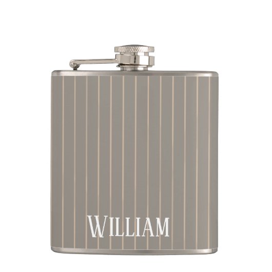 Gepersonaliseerde beige pinstripes heupfles (Voorkant)