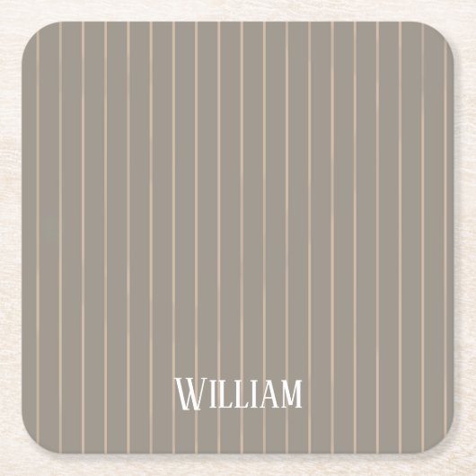 Gepersonaliseerde beige pinstripes kartonnen onderzetters (Voorkant)