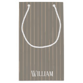 Gepersonaliseerde beige pinstripes klein cadeauzakje (Achterkant)