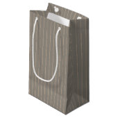 Gepersonaliseerde beige pinstripes klein cadeauzakje (Voorkant Gekanteld)