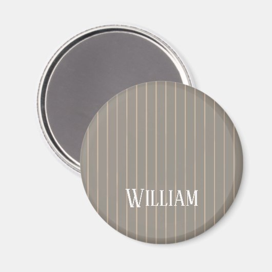 Gepersonaliseerde beige pinstripes magneet (Voorkant / Achterkant)
