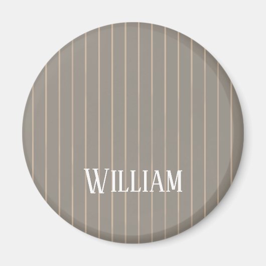Gepersonaliseerde beige pinstripes magneet (Voorkant)