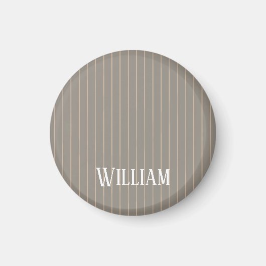 Gepersonaliseerde beige pinstripes magneet (Voorkant)