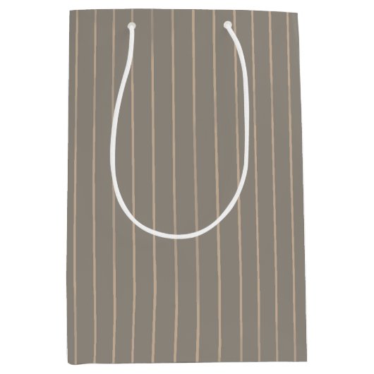 Gepersonaliseerde beige pinstripes medium cadeauzakje (Voorkant)