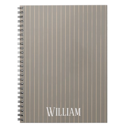 Gepersonaliseerde beige pinstripes notitieboek (Voorkant)