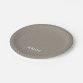 Gepersonaliseerde beige pinstripes papieren bordje (Gekanteld)