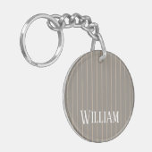 Gepersonaliseerde beige pinstripes sleutelhanger (Voorkant Links)