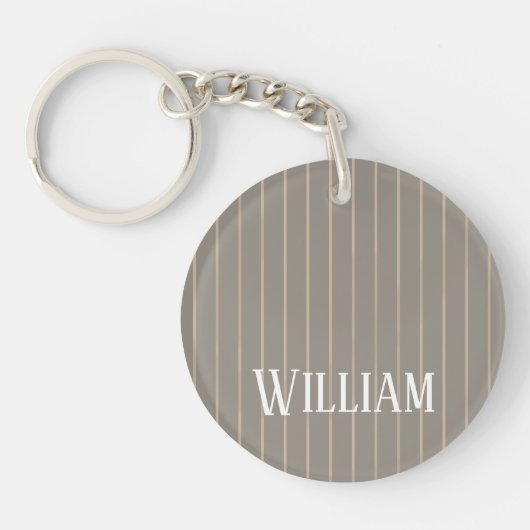 Gepersonaliseerde beige pinstripes sleutelhanger (Voorkant)
