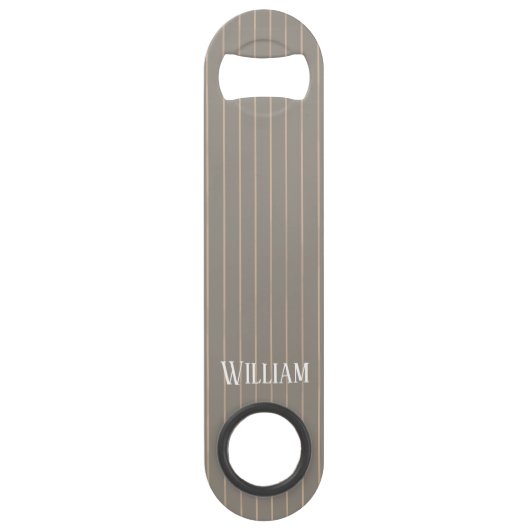 Gepersonaliseerde beige pinstripes speed flessenopener (Voorkant)