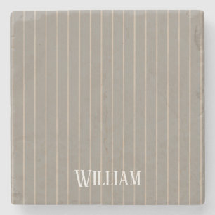 Gepersonaliseerde beige pinstripes stenen onderzetter