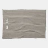 Gepersonaliseerde beige pinstripes theedoek (Horizontaal)