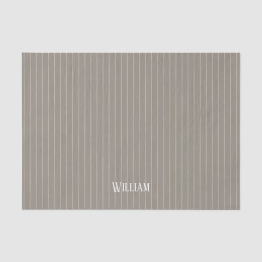 Gepersonaliseerde beige pinstripes tissuepapier (Voorkant)