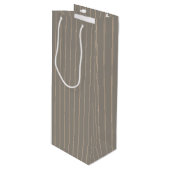 Gepersonaliseerde beige pinstripes wijn cadeautas (Voorkant Gekanteld)