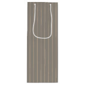 Gepersonaliseerde beige pinstripes wijn cadeautas (Voorkant)