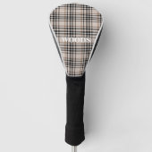 Gepersonaliseerde Beige Plaid Golfheadcover (Voorkant)