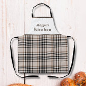 Gepersonaliseerde Beige Plaid Schort