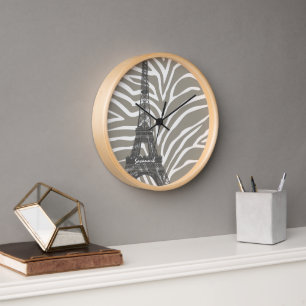 Gepersonaliseerde Beige Tones Zebra Eiffeltoren Kl