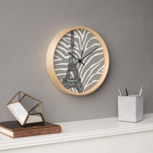 Gepersonaliseerde Beige Tones Zebra Eiffeltoren Kl (Kantoor)