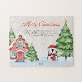 Gepersonaliseerde Beige Waterverf Christmas 8x10" Legpuzzel