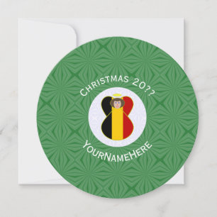 Gepersonaliseerde Belgische engel kerst vlag Kaart