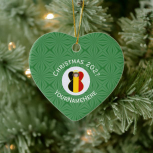 Gepersonaliseerde Belgische engel kerst vlag Keramisch Ornament