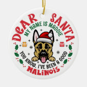 Gepersonaliseerde Belgische Malinois Hond Kerstboo Keramisch Ornament (Voorkant)