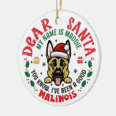 Gepersonaliseerde Belgische Malinois Hond Kerstboo Keramisch Ornament (Links)